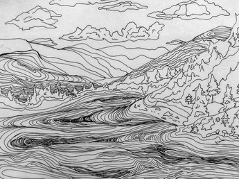 easy contour landscape sketch